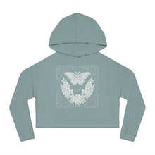 Load image into Gallery viewer, Evening Joy - Floral Moth Cropped Hooded Sweatshirt
