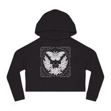 Load image into Gallery viewer, Evening Joy - Floral Moth Cropped Hooded Sweatshirt

