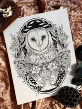 Load image into Gallery viewer, Tea Cup Barn Owl Art Print
