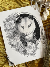 Load image into Gallery viewer, Opossum - Whimsical Floral Opossum Art Print
