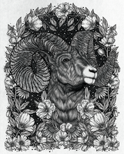 Load image into Gallery viewer, Conquer - Floral Ram Art Print
