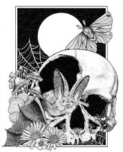 Load image into Gallery viewer, Emergence - Spooky Bat &amp; Skull Art Print

