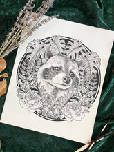 Load image into Gallery viewer, Trash Panda - Floral Raccoon Art Print
