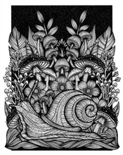Load image into Gallery viewer, Fun-Guy - Snail &amp; Mushroom Art Print
