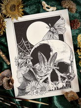 Load image into Gallery viewer, Emergence - Spooky Bat &amp; Skull Art Print
