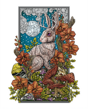 Load image into Gallery viewer, Hidden Gems - Whimsical Floral Jackalope Art Print
