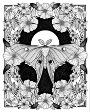 Load image into Gallery viewer, Luna Celebration - Floral Luna Moth Art Print
