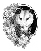 Load image into Gallery viewer, Opossum - Whimsical Floral Opossum Art Print

