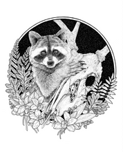 Load image into Gallery viewer, Embrace - Floral Raccoon &amp; Deer Skull Art Print
