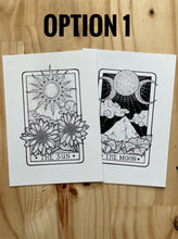 Load image into Gallery viewer, The sun tarot card and the moon tarot card
