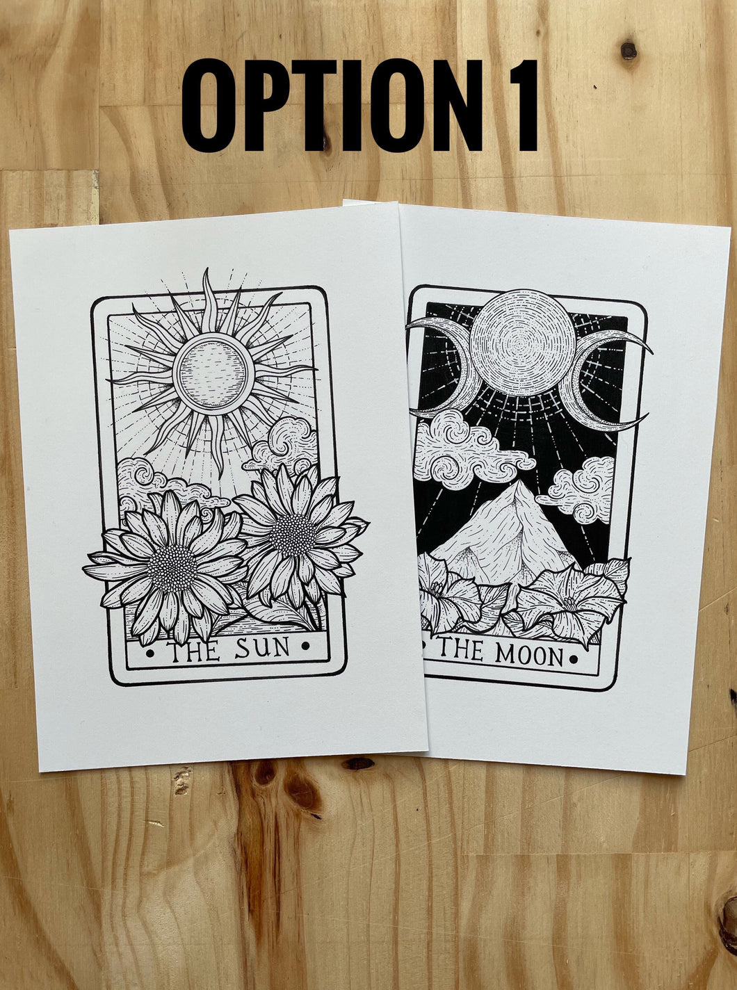 The sun tarot card and the moon tarot card