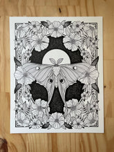 Load image into Gallery viewer, Luna Celebration - Floral Luna Moth Art Print
